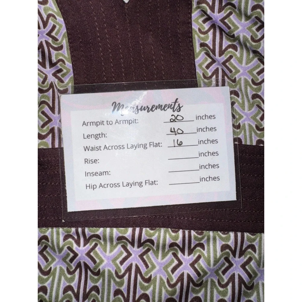 Tory Burch Silk Geometric Print Notched V-Neck Dress Brown Green Lavender Size M